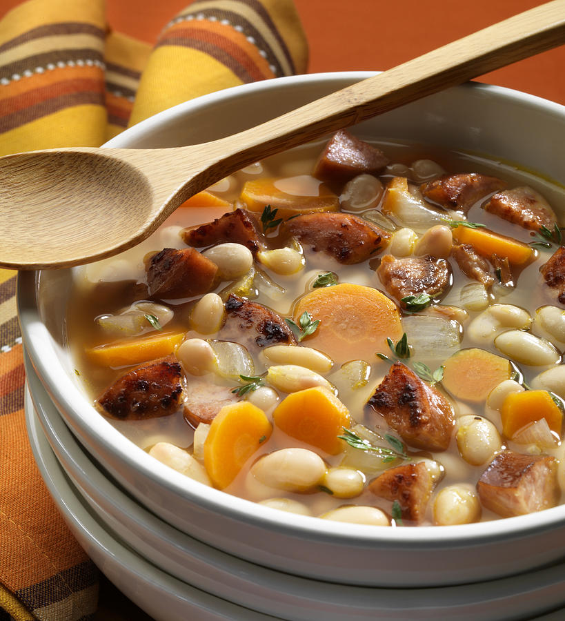 Bean Soup with Sausage Photograph by Burwellphotography