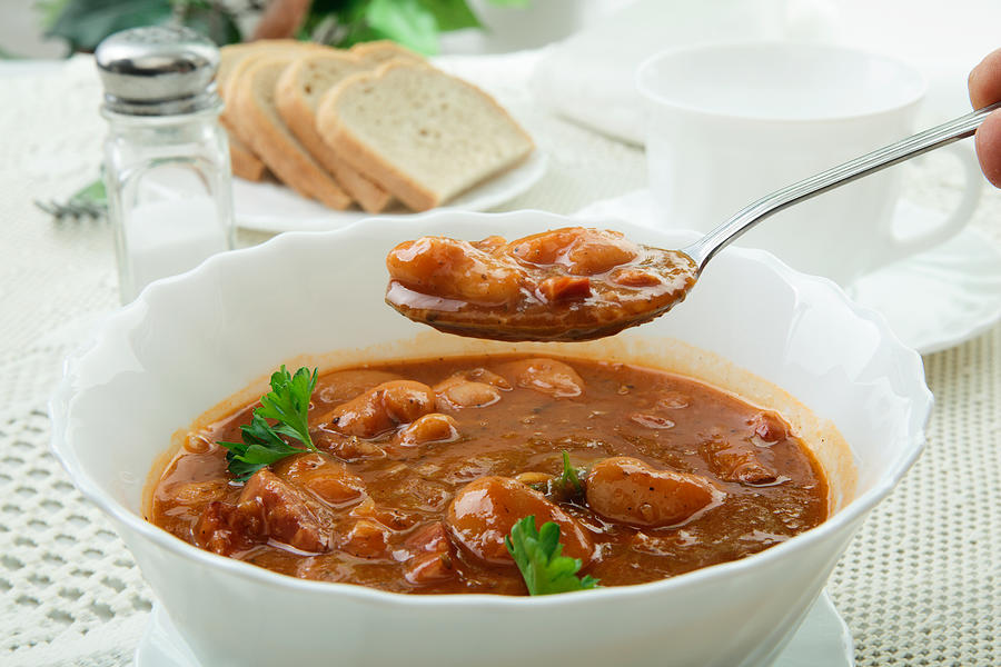 Beans in tomato sauce Photograph by Fotek