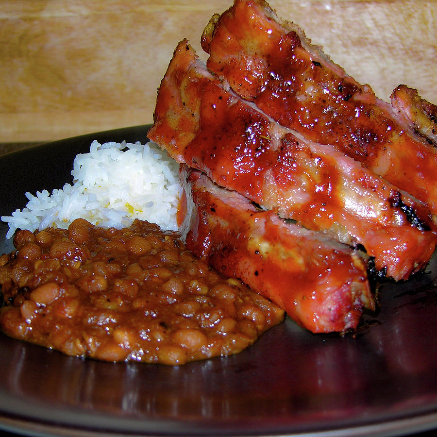Beans with Ribs and Rice. Photograph by George Pennington