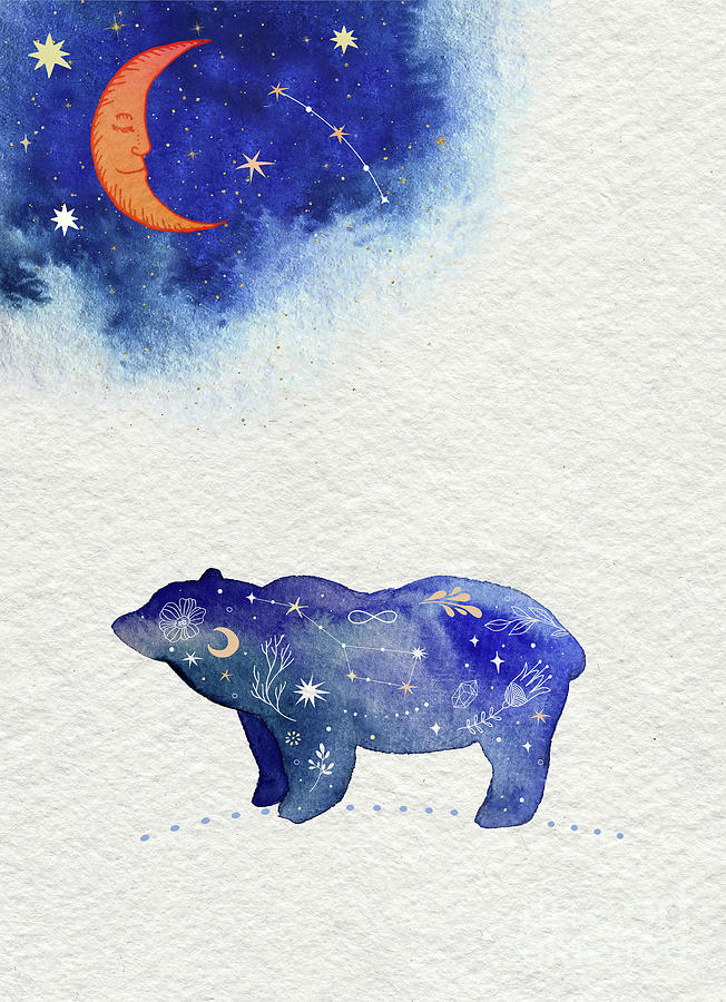 Bear And Moon Painting by Garden Of Delights