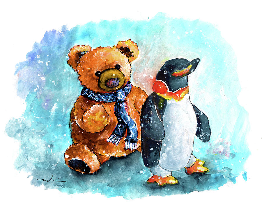 Bear And Penguin From Helmsley Painting by Miki De Goodaboom