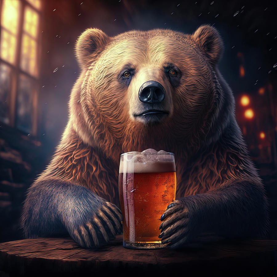 Bear Beer Buddy 01 Digital Art by Matthias Hauser