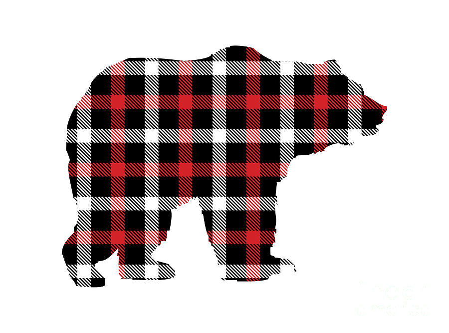 Bear Buffalo Plaid, Buffalo Plaid Shirt, Buffalo Plaid Sweatshirt,  Digital Art by David Millenheft