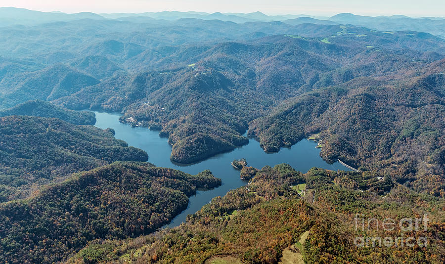Bear Creek Lake in Jackson County North Carolina Aerial View Photograph by David Oppenheimer