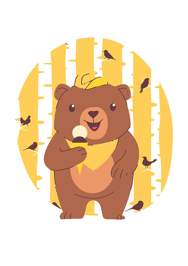 Ice Cream Digital Art - Bear Cub Eating Ice Cream in Forest by Jacob Zelazny