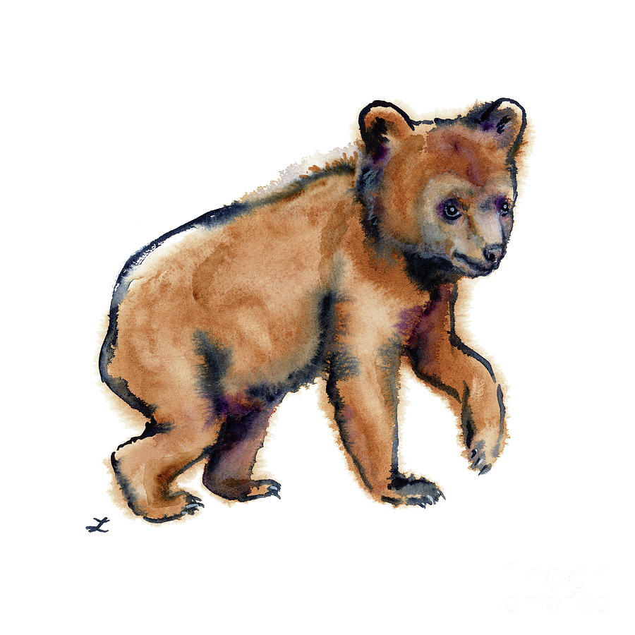 Bear Cub Painting by Zaira Dzhaubaeva