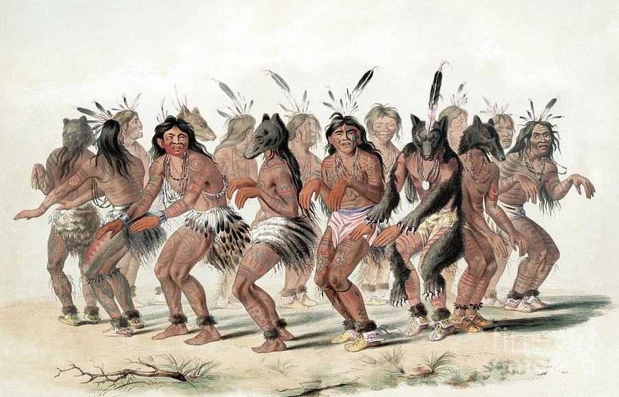 Bear Dance, 1845 Painting by George Catlin
