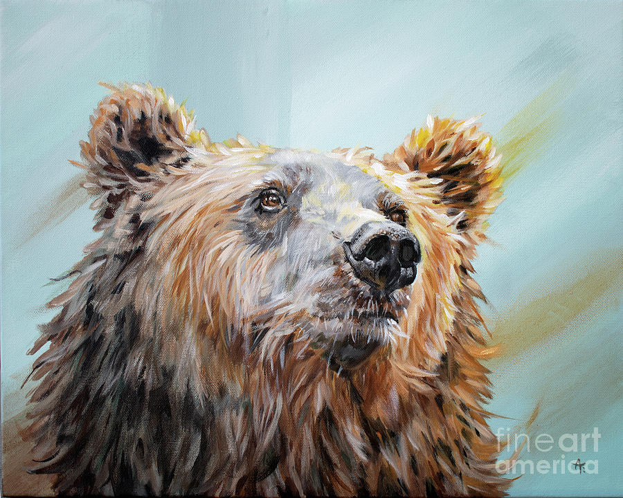 Bear E. Manilow - Brown bear painting Painting by Annie Troe