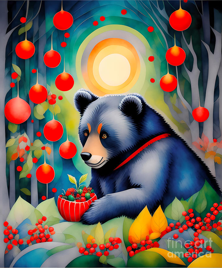 Bear Eating Berries In The Forest - 1 Digital Art by Philip Preston