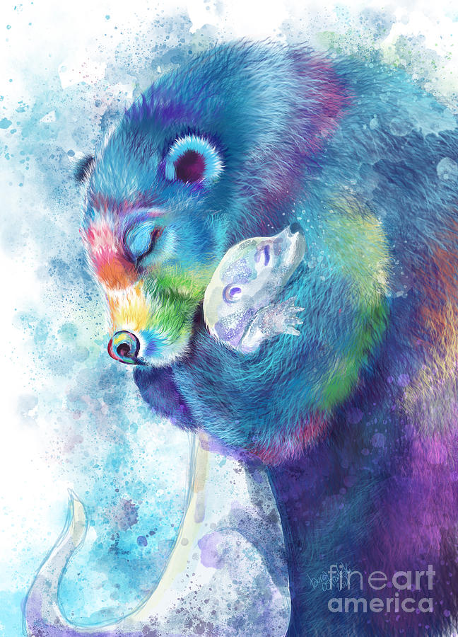 Bear Digital Art - Bear Hugs Otter by Laura Ostrowski