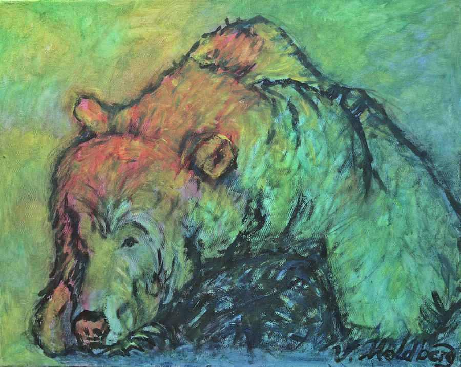 Bear Painting - Bear in Sunset by Vibeke Moldberg