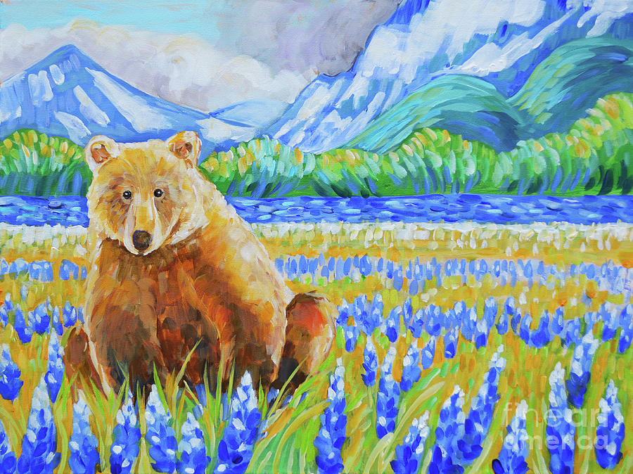 Mountain Painting - Bear in the Lupine by Harriet Peck Taylor