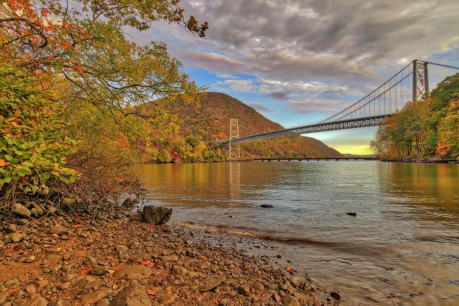 Bear Mountain Bridge At  Fall  Photograph by Susan Candelario