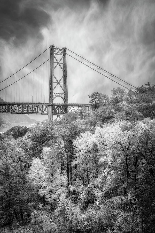 Bear Mountain Bridge V BW Photograph by Susan Candelario