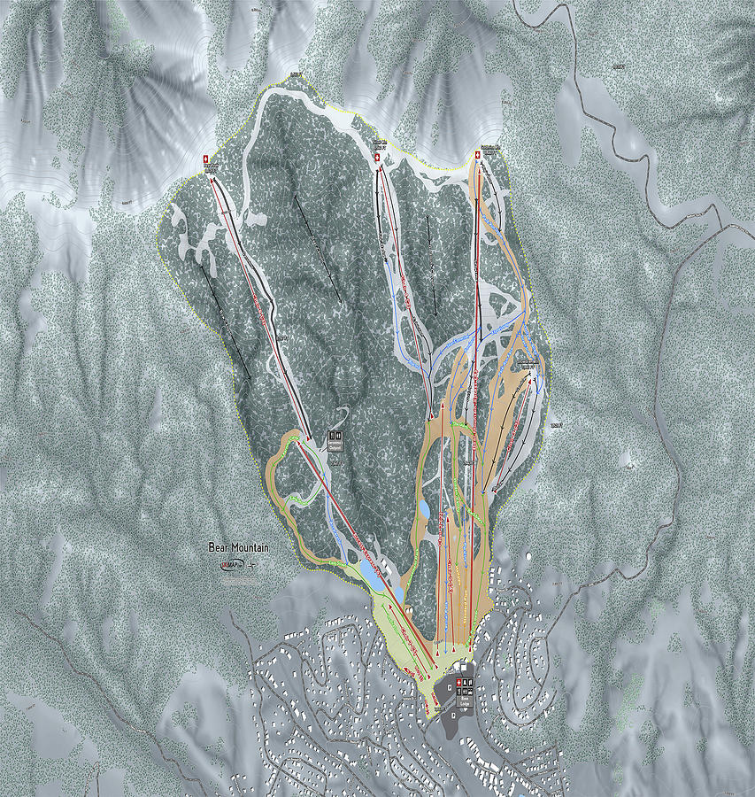 Bear Mountain Ski Resort Map Digital Art by Powder Addicts  Pixels