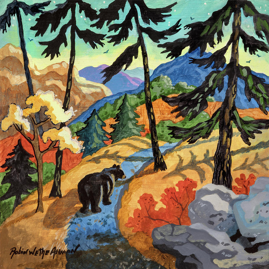 Bear On The Trail, Wall Art, Painting Digital Art