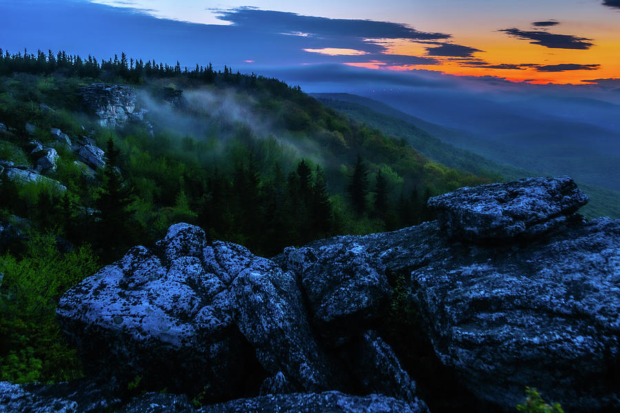 Bear Rocks- Foggy Sunrise Photograph by Jason Funk