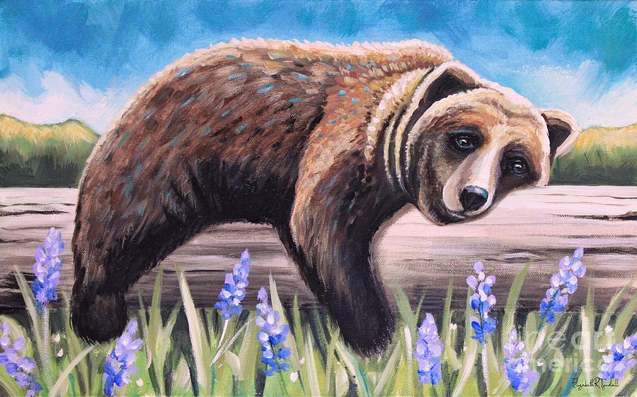 Bear Sleeping On a Log Painting by Elizabeth Robinette Tyndall