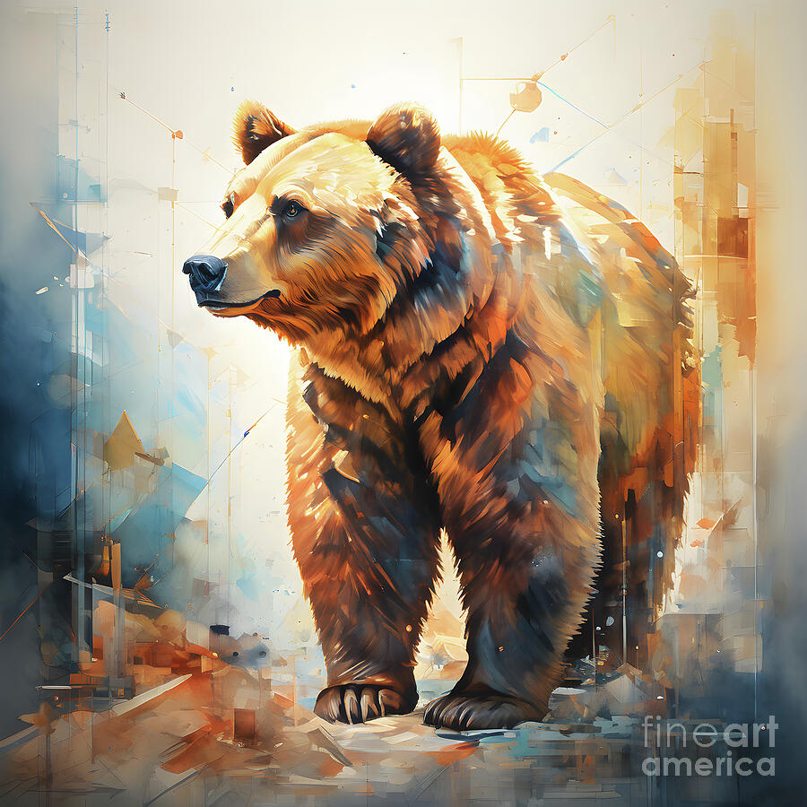Nature Digital Art - Bear standing in a whimsical watercolour by Sen Tinel