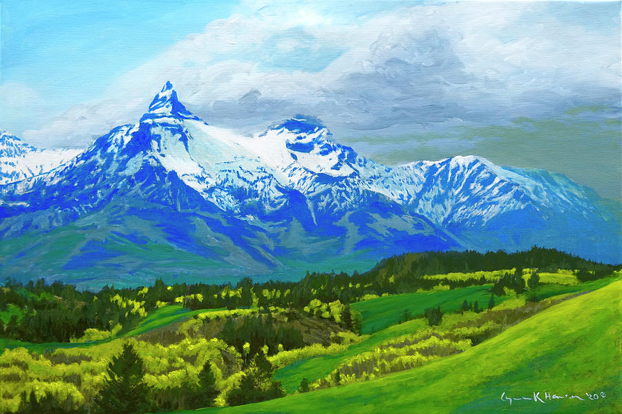 Pilot Peak in the Bear Tooth Mountains Painting by Lynn Hansen