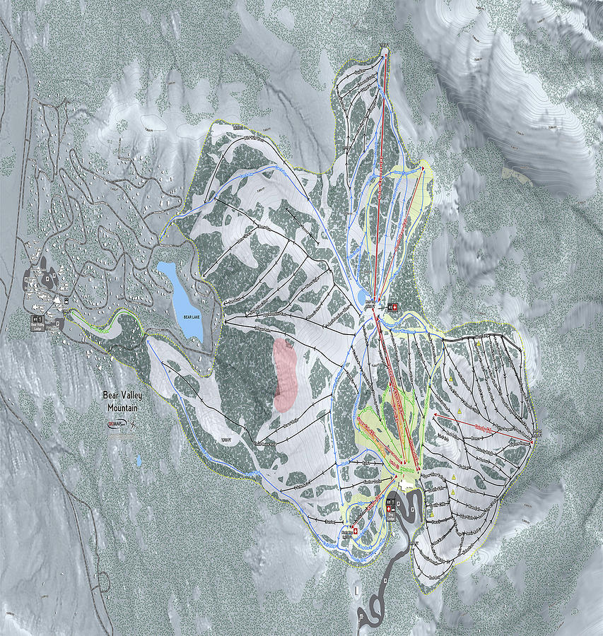 Bear Valley Mtn Ski Resort Map Digital Art by Powder Addicts - Fine Art ...