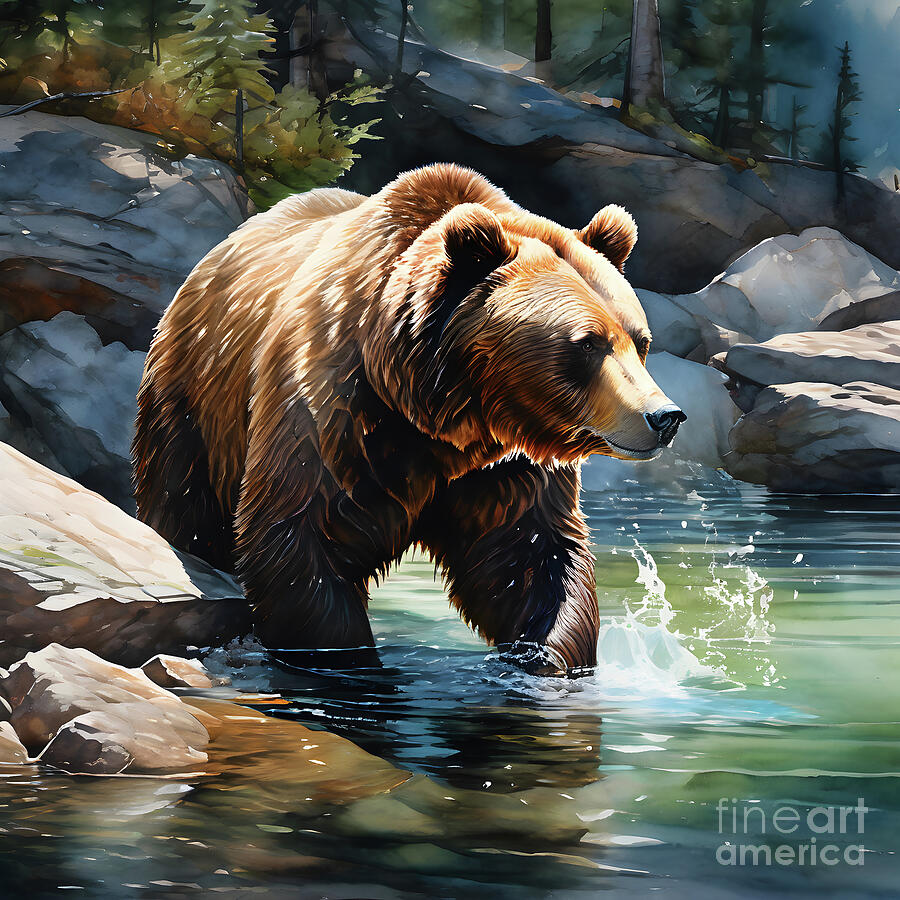 Nature Digital Art - Bear waters by Sen Tinel