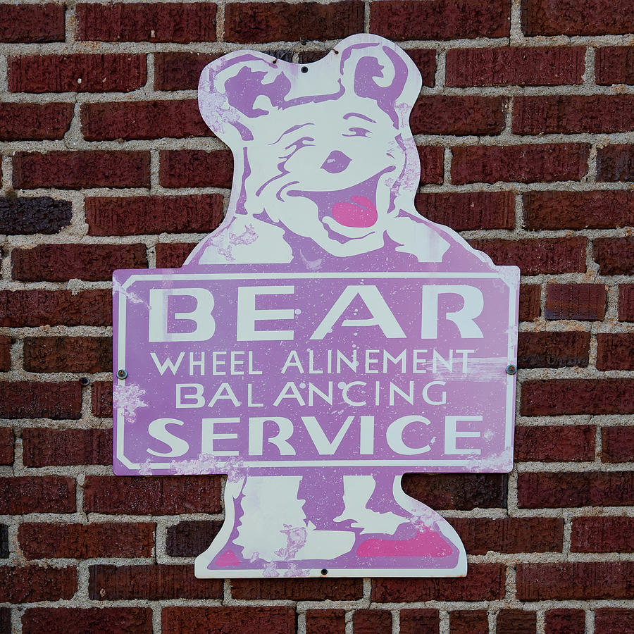 Bear Wheel Alignment sign Photograph by Flees Photos