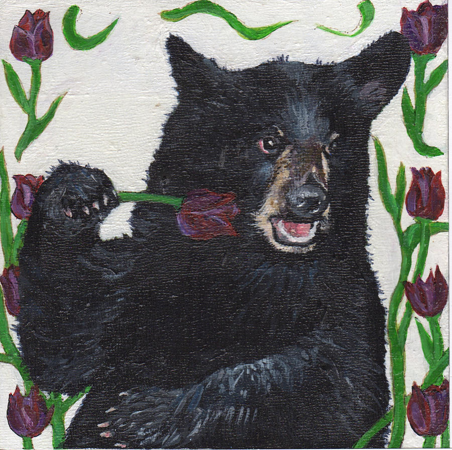 Bear with Tulips Painting by Marla Saville - Fine Art America