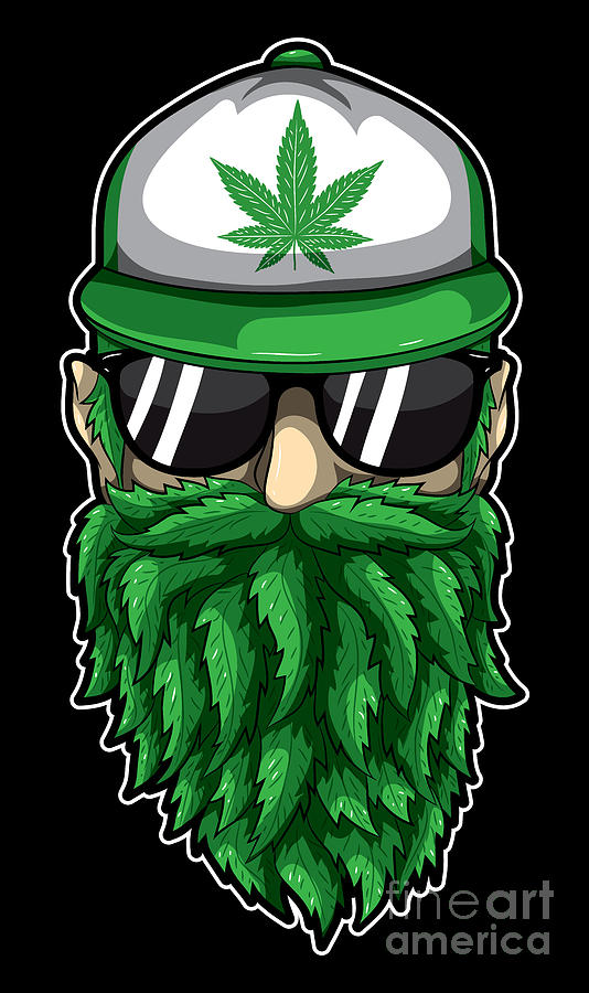Pot Digital Art - Beard from Cannabis Leaves Weed Hipster Smoker by Mister Tee