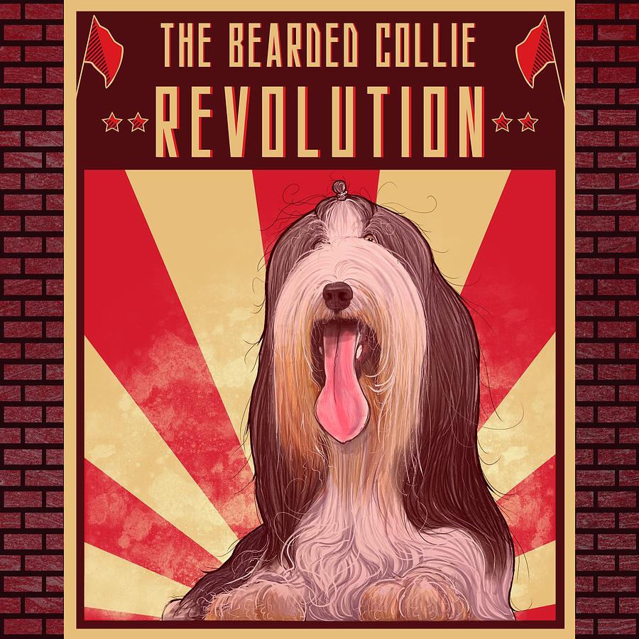 Bearded Collie REVOLUTION  Drawing by John LaFree