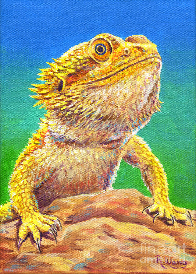 Bearded Dragon Portrait Painting by Rebecca Wang