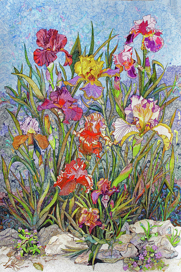 Bearded Iris Painting by Karen Merry