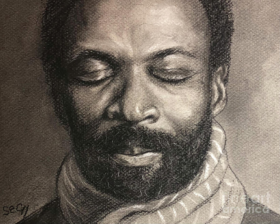 Portrait Drawing - Bearded Man with a Scarf by Susan Cunniff
