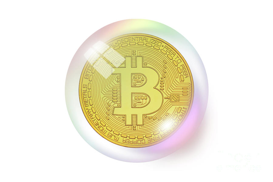 Bearish Bitcoin bubble concept Photograph by Benny Marty