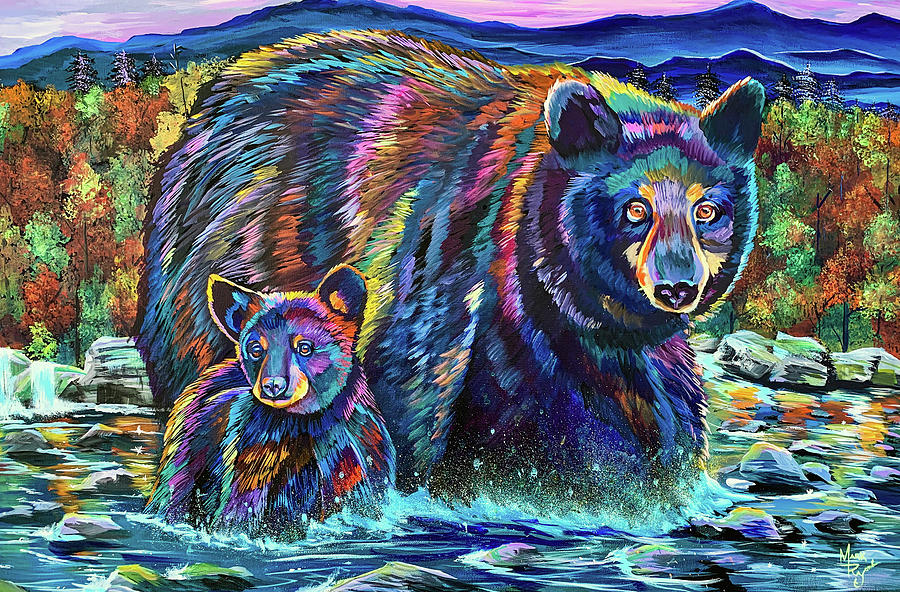 Bearly Black Painting by Mark Ray