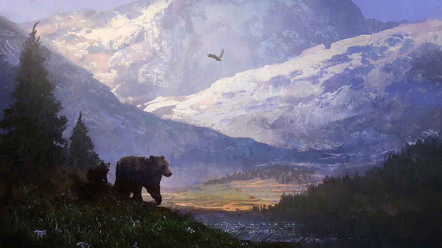 Native American Painting - Bears of Yellowstone by Joseph Feely