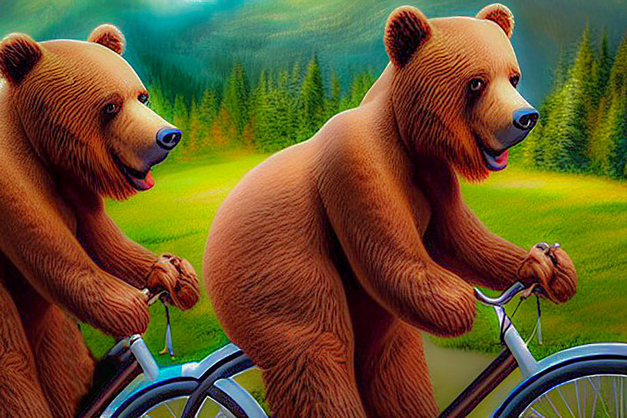 Bears on Bikes Digital Art by Debra Kewley