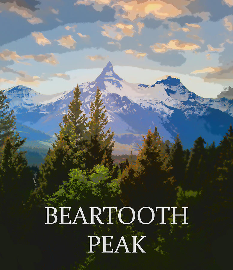 Beartooth Peak Poster Style Digital Art by Dan Sproul
