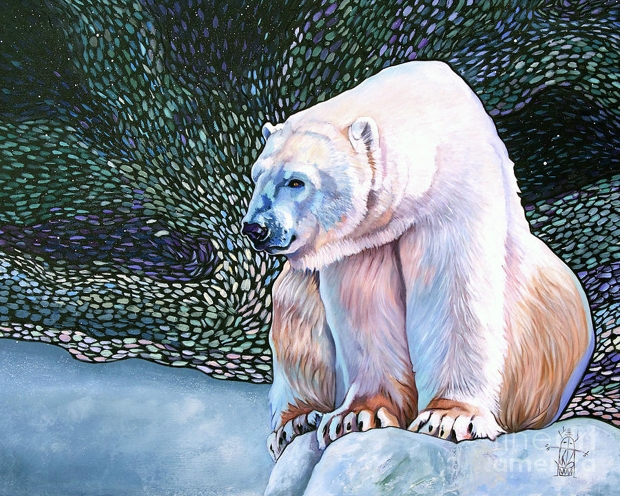 Beary Northern Lights Painting by J W Baker
