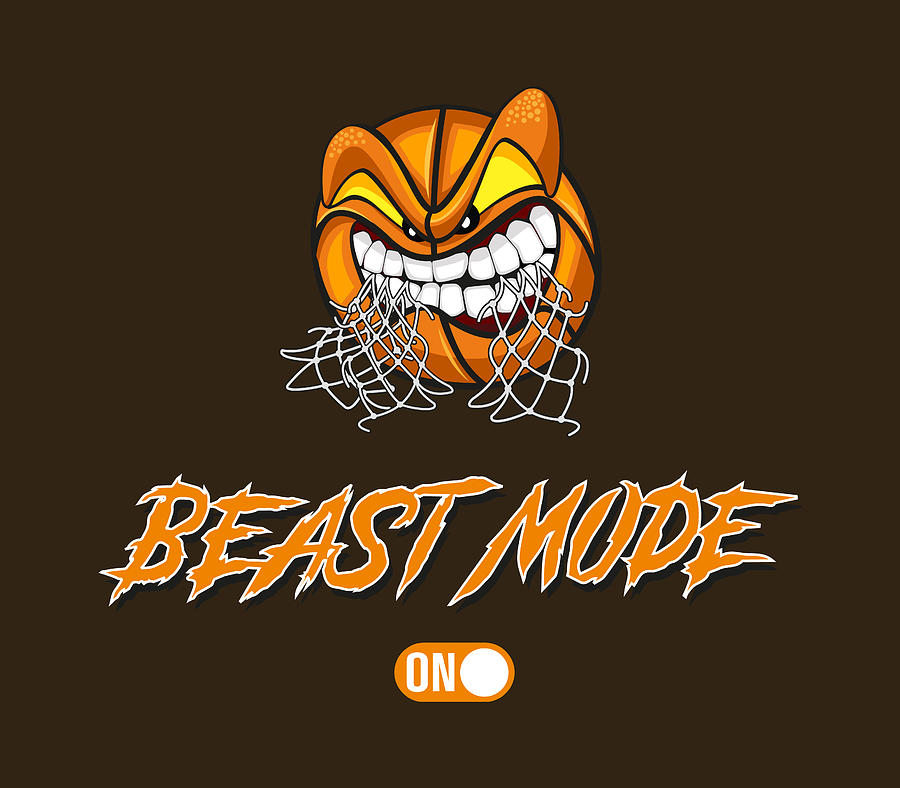 Beast Mode On - Basketball Monster Drawing by My Banksy