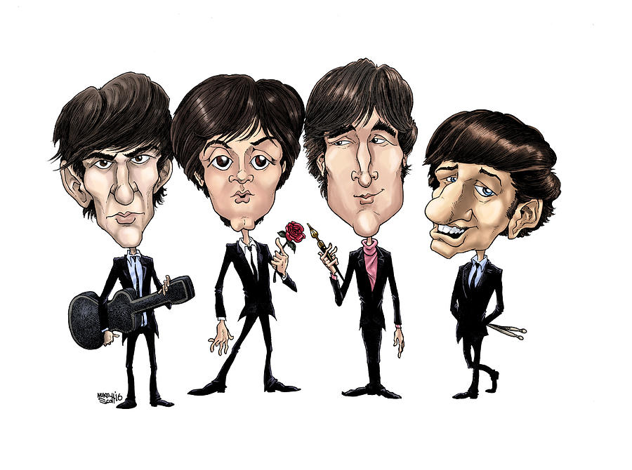 Beatles 1965 in color Drawing by Mike Scott