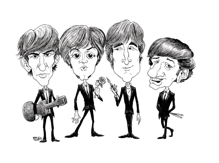 Beatles 1965 Drawing by Mike Scott