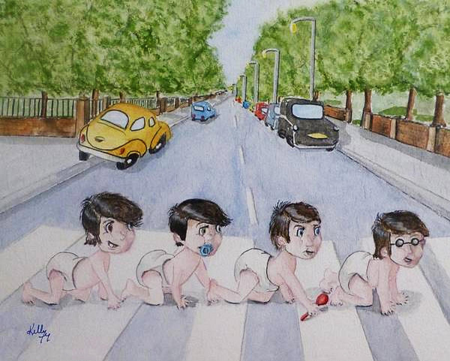 Beatles Abbey Road .... Babies Painting by Kelly Mills