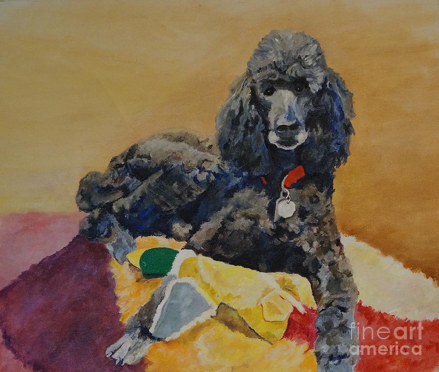 Beau and his Favorite Ducky Painting by Barbara Moak