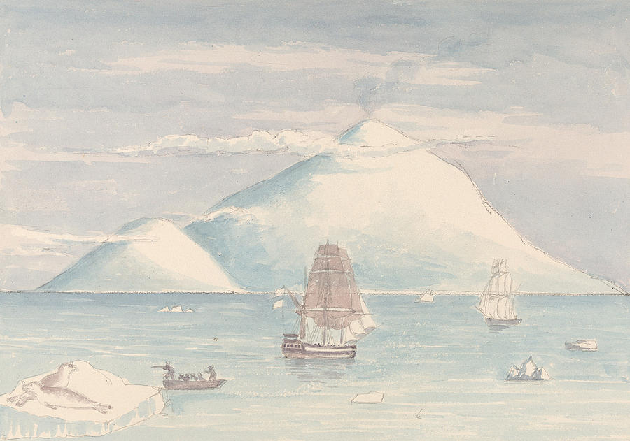 Beaufort Island and Mount Erebus Drawing by Charles Hamilton Smith