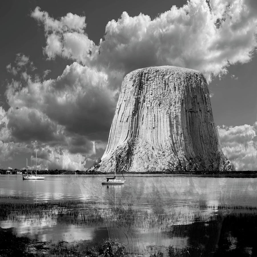 Beaufort SC and Devils Tower WY bw Photograph by Bob Pardue