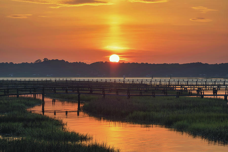 Beaufort South Carolina Sunrise Over the Marshland and Docks Photograph by Kim Seng