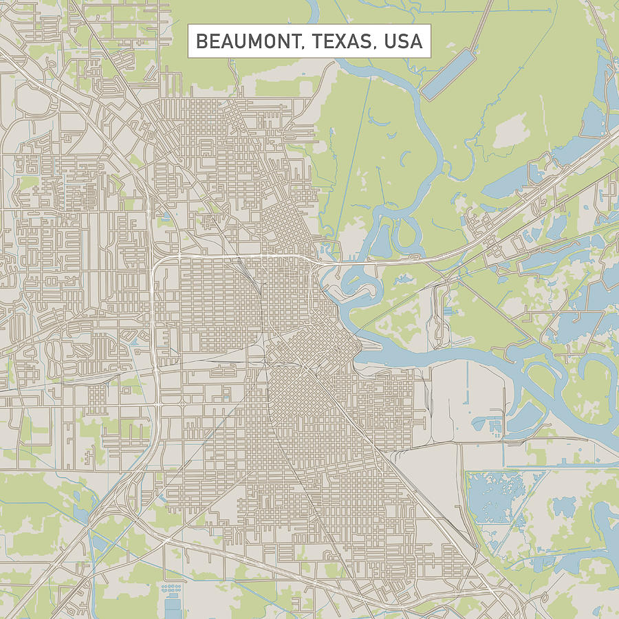 Beaumont Texas US City Street Map Drawing by FrankRamspott