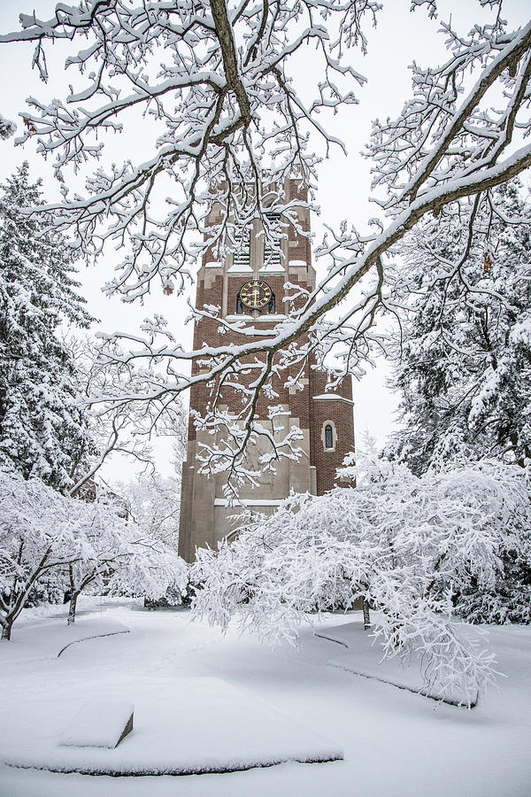 Beaumont Tower in Winter MSU  Photograph by John McGraw