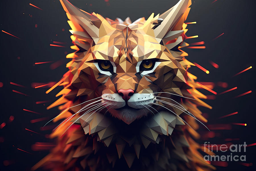 Jungle Painting - Beautiful abstract geometric lynx concept by N Akkash